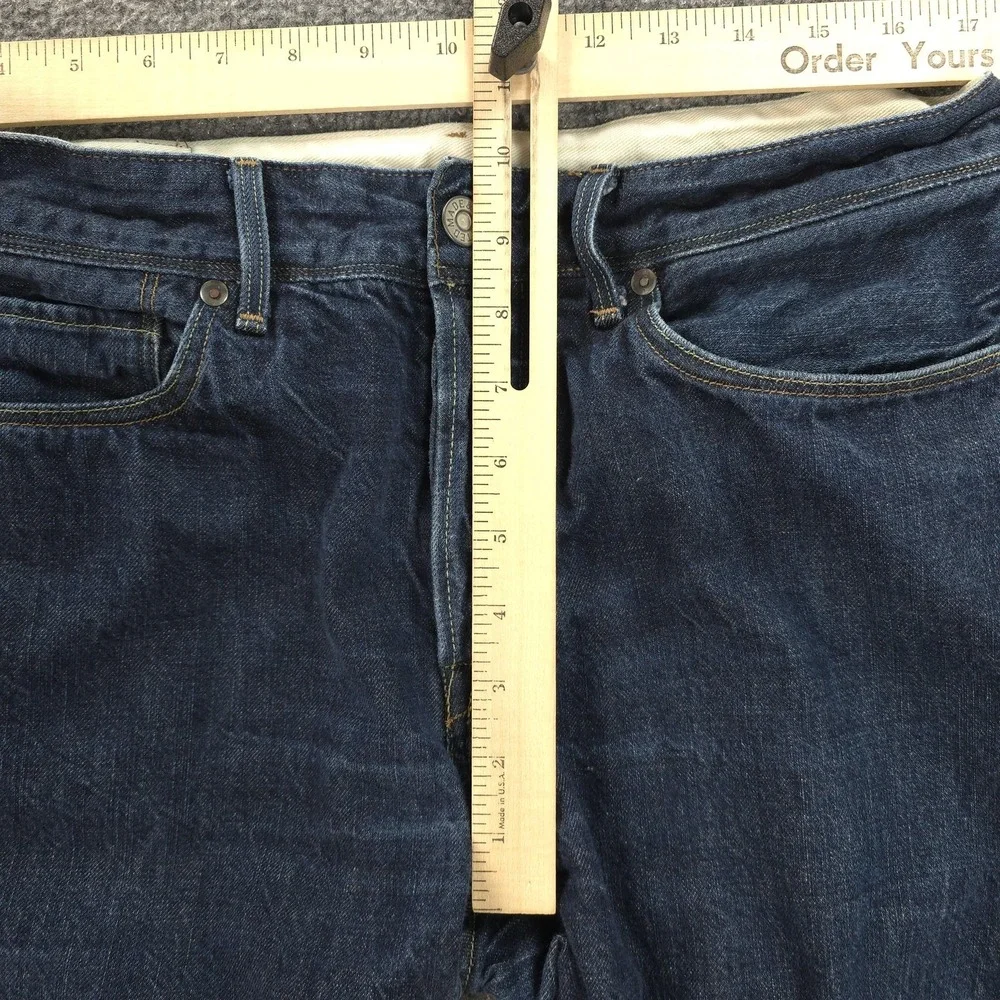 Levis‎ Made & Crafted Jeans Mens 33x29 Blue Ruler Straight Button Fly Big E Logo